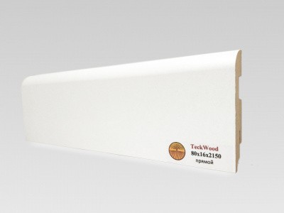 Плинтус МДФ белый TeckWood Белый прямой 2150 x 80 x 16 мм