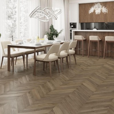 Кварцвиниловая плитка SPC Alpine Floor CHEVRON ALPINE Eco 18-4 Дуб Насыщенный