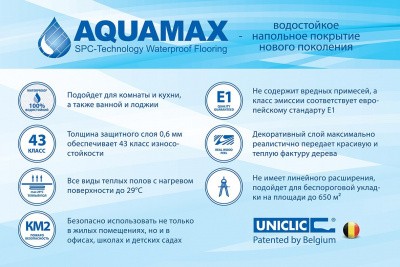 Кварцвиниловая плитка SPC Aquamax Sander Дуб Акменс
