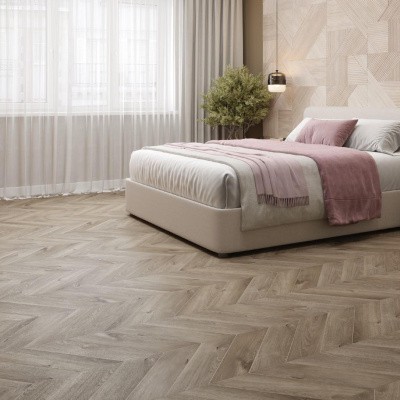 Кварцвиниловая плитка SPC Alpine Floor CHEVRON ALPINE Eco 18-3 Дуб Натуральный отбеленный