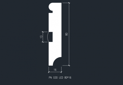 Плинтус Evrowood PN 030 LED для светодиодной подсветки 2000 x 80 x 16