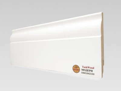 Плинтус МДФ белый TeckWood Белый Модерн 2150 x 100 x 16 мм